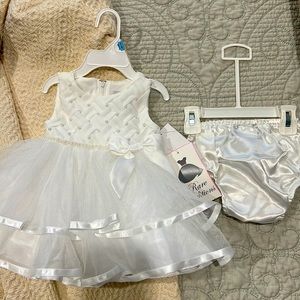 White / ivory Rare Editions size 3-6 mos girls christening dress baptism dress